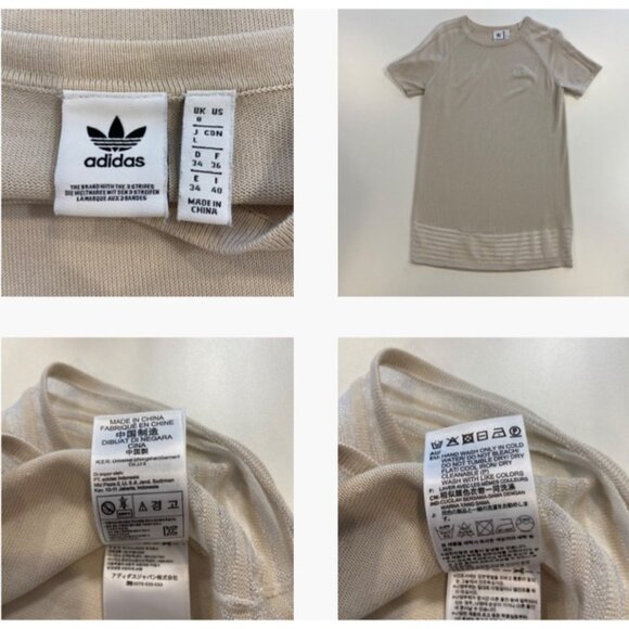 Adidas Womens cream Knit T-Shirt Dress With Sheer Stripe Detail & Short Sleeves - Picture 13 of 16